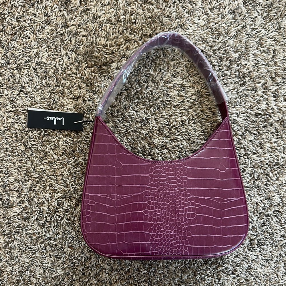 Lulu's Purple Croc-Embossed Shoulder Bag